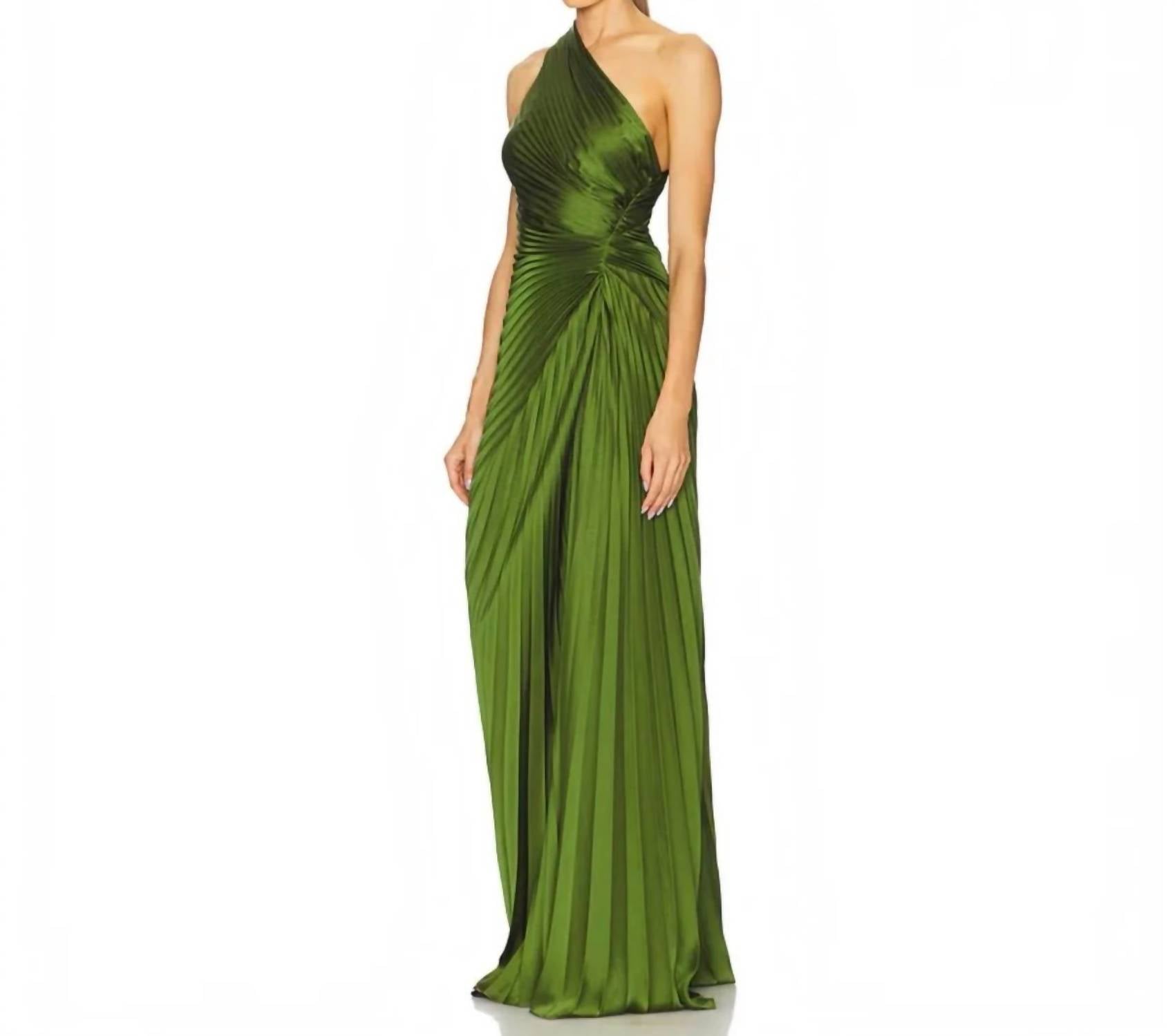 A.L.C. - Lara One-shoulder Plissé Satin Gown