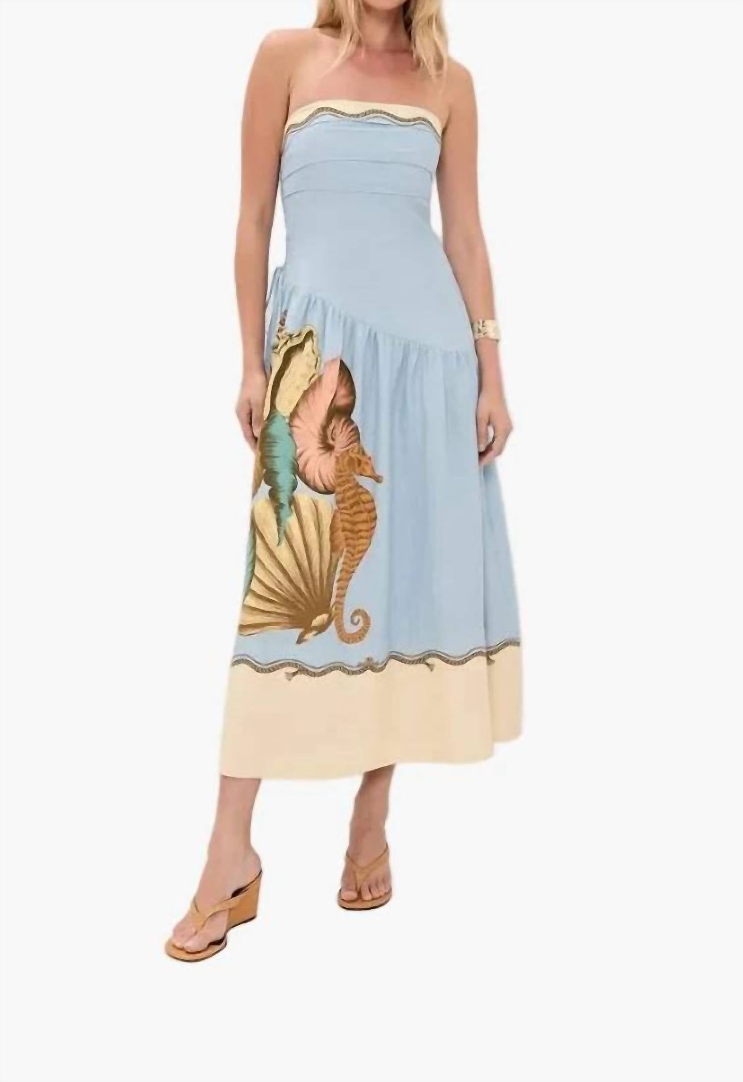 Farm Rio - Souvenir Strapless Side Ties Midi Dress