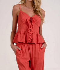 Elan - Ruffle Front Cami Top