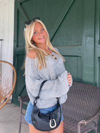 Cotton Candy LA Madison Perfectly Soft Sweater in heather grey - women's sweater - alternate view