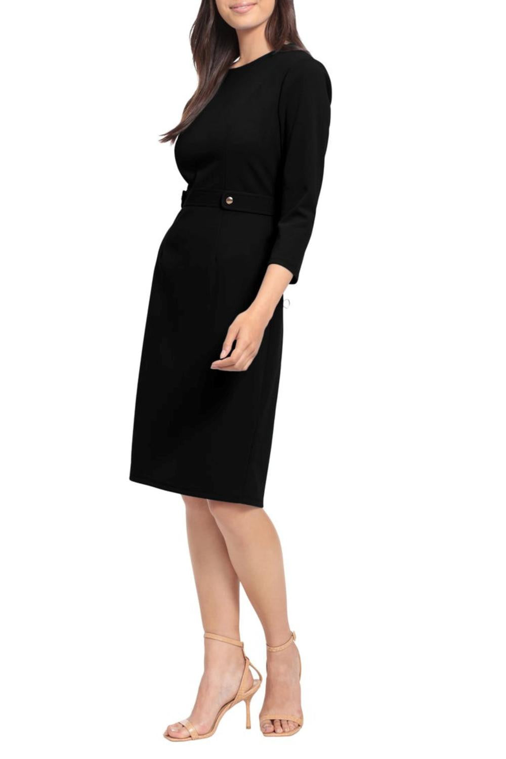 London Times - Quarter Sleeve Button Waist Sheath Dress