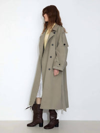 Cubic The Natalie Trench Coat in dark sea green - women's jacket - detail view