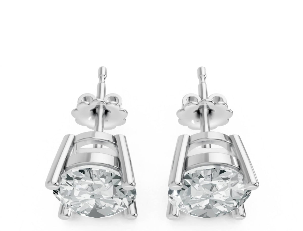 Aamiaa - Women's Oval Shape 4 Prong Push Back Studs