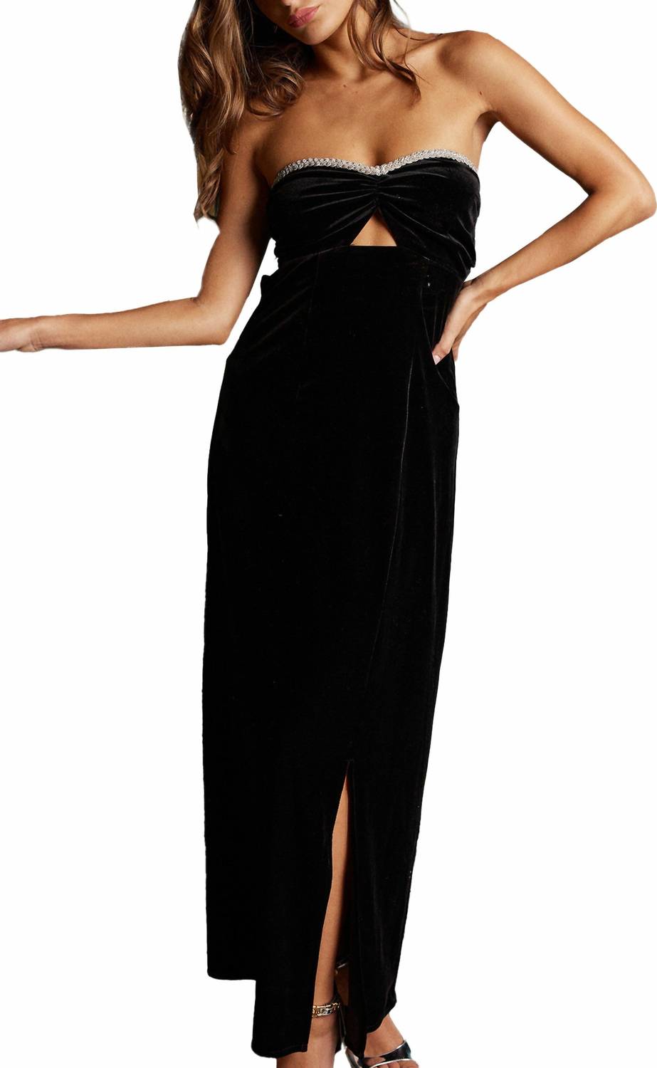 Btb Los Angeles - Haven Strapless Velvet Midi Dress