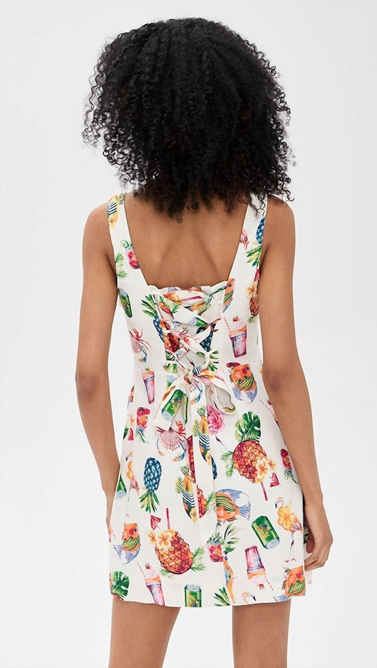 Moon River - Ellie Square Neck Beach Print Mini Dress
