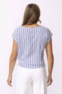 Escape By Habitat - Seaport Stripe Tie Front Pullover Top