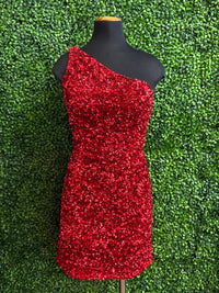 Sherri Hill - Women's One Shoulder Short Sequin Dress