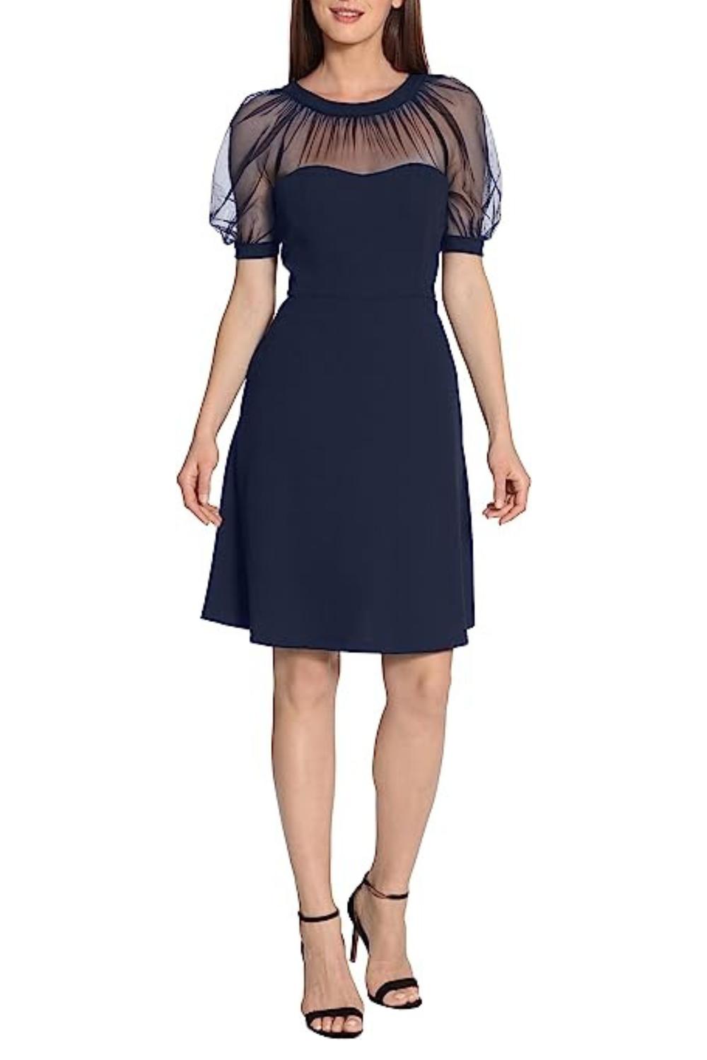 Maggy London - Short Sheer Puff Sleeve Dress