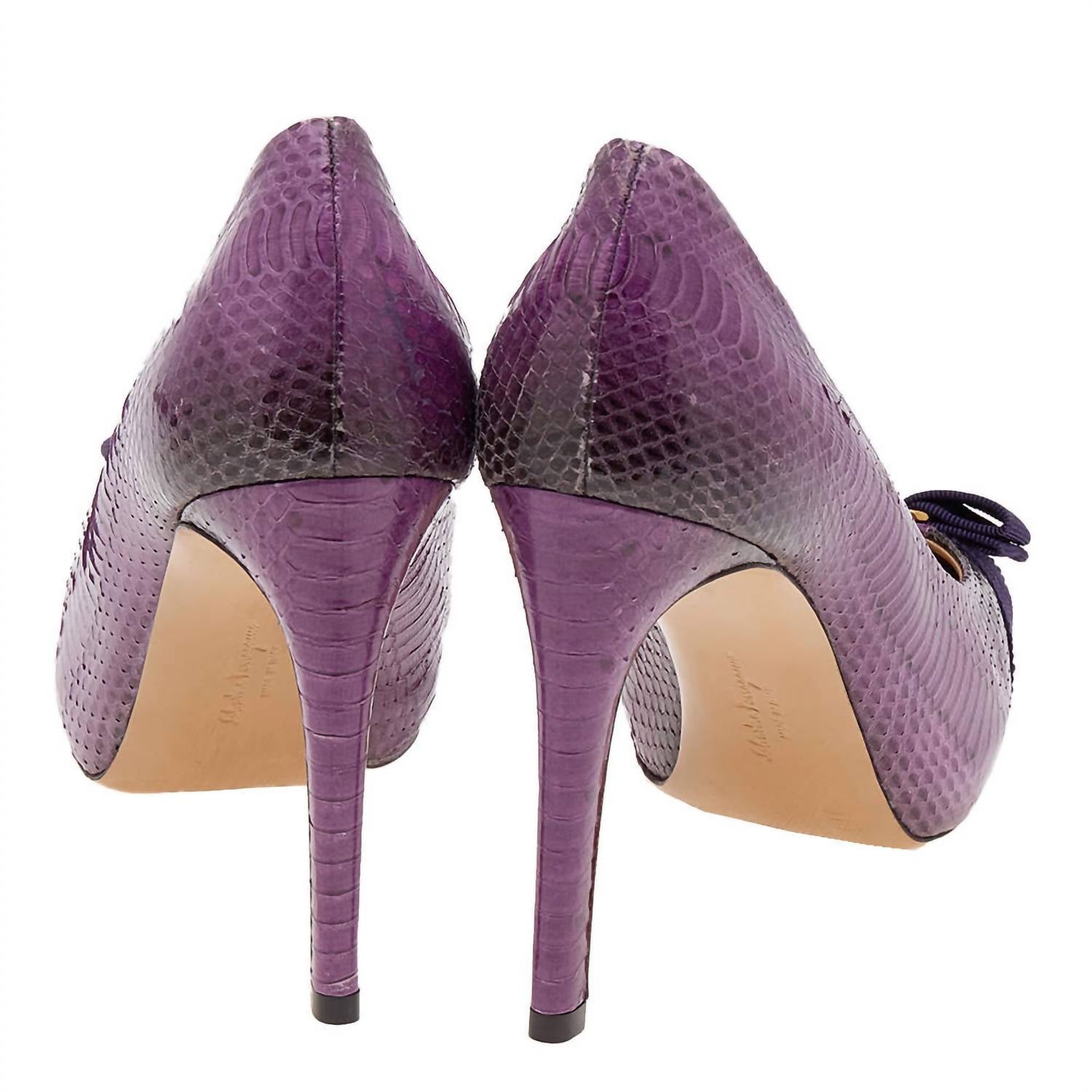 Salvatore Ferragamo - Women's Water Snake Pimpa Vara Bow Pumps