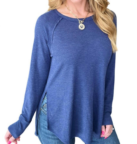 Zenana - Melange Baby Waffle Long Sleeve Top