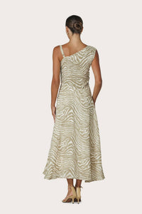 LUSANA Tango Linen Dress in macan - women's dress - detail view