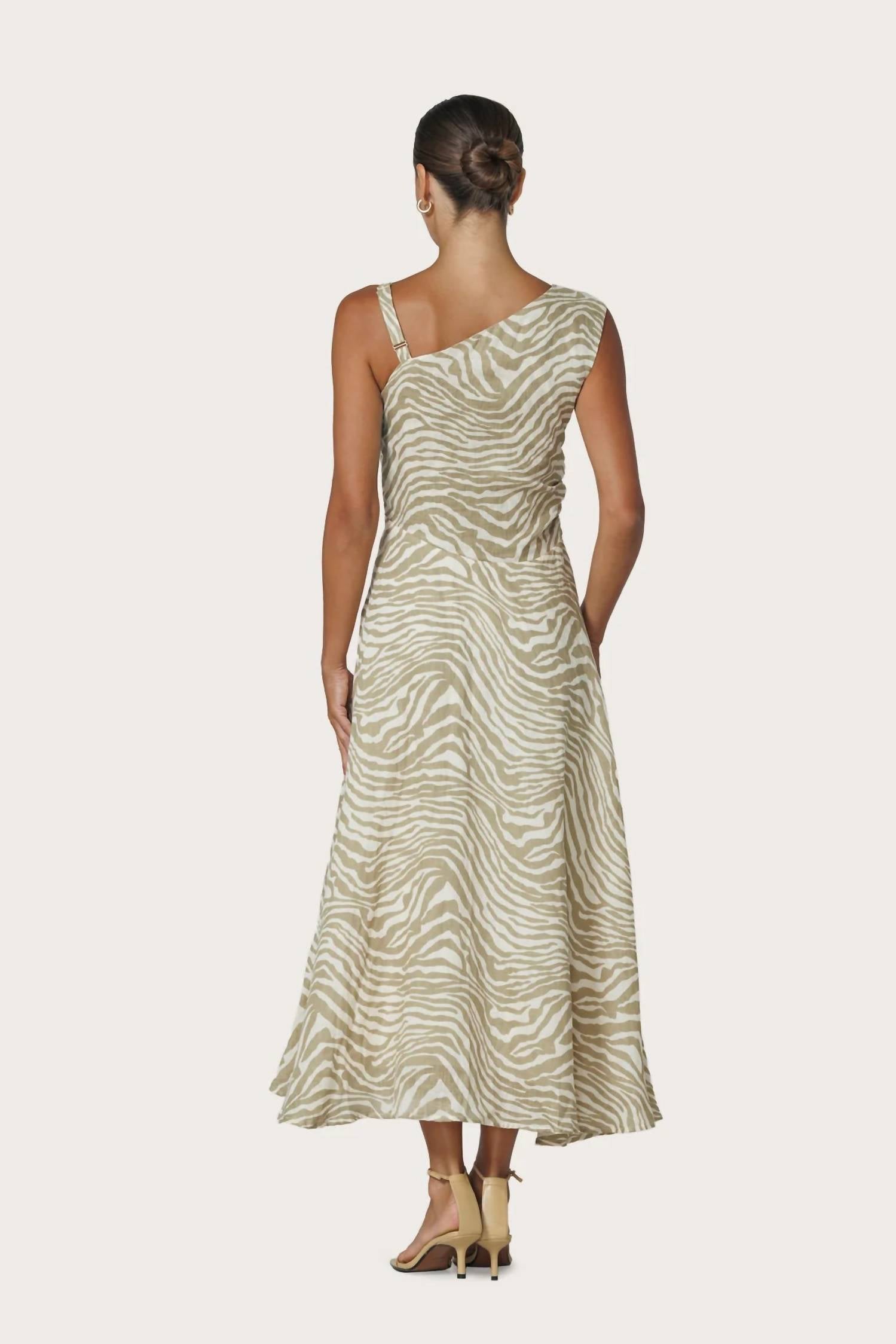 LUSANA Tango Linen Dress in macan - women's dress - detail view