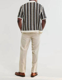 Wax London - Stripe Crochet Porto Polo Shirt