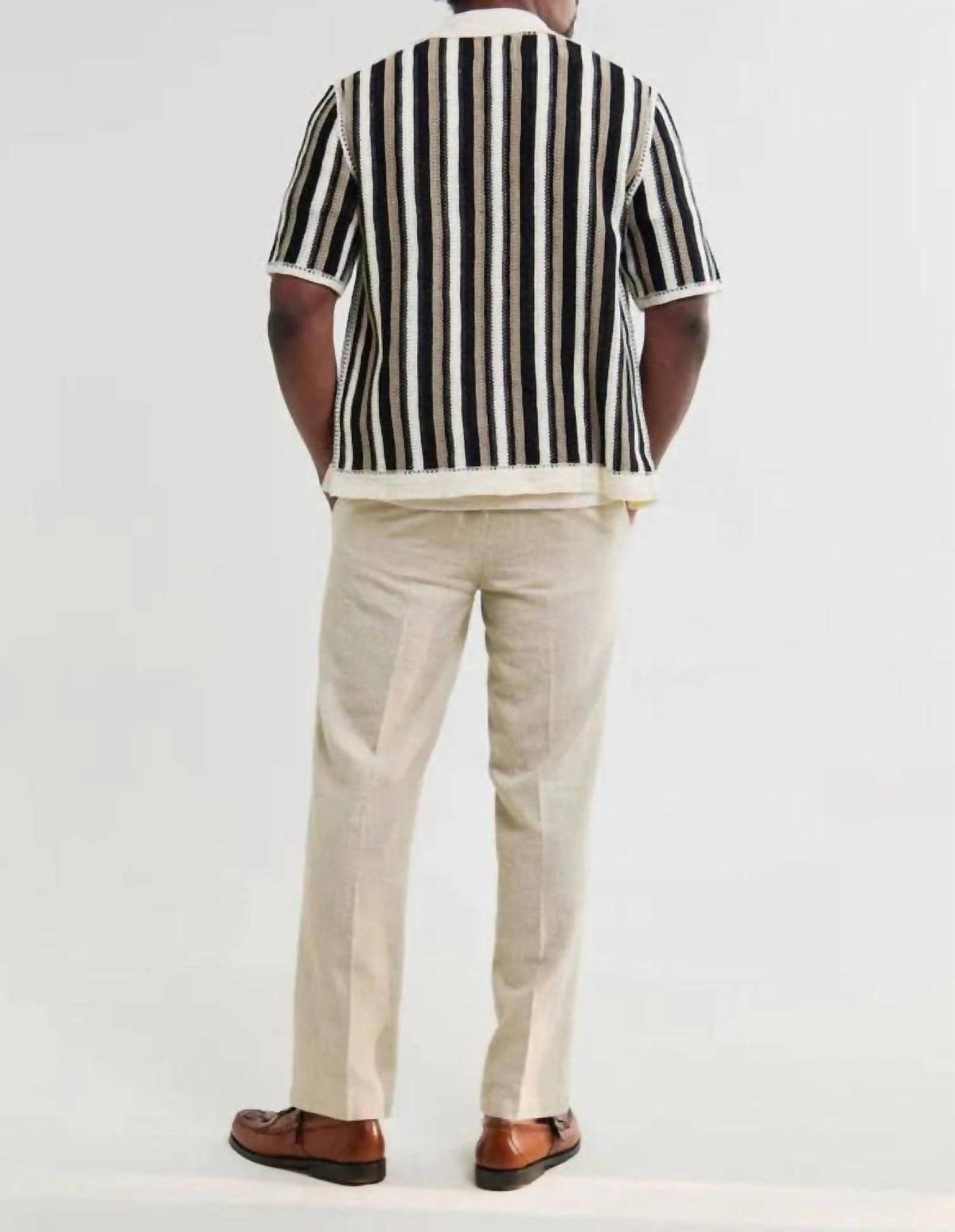 Wax London - Stripe Crochet Porto Polo Shirt