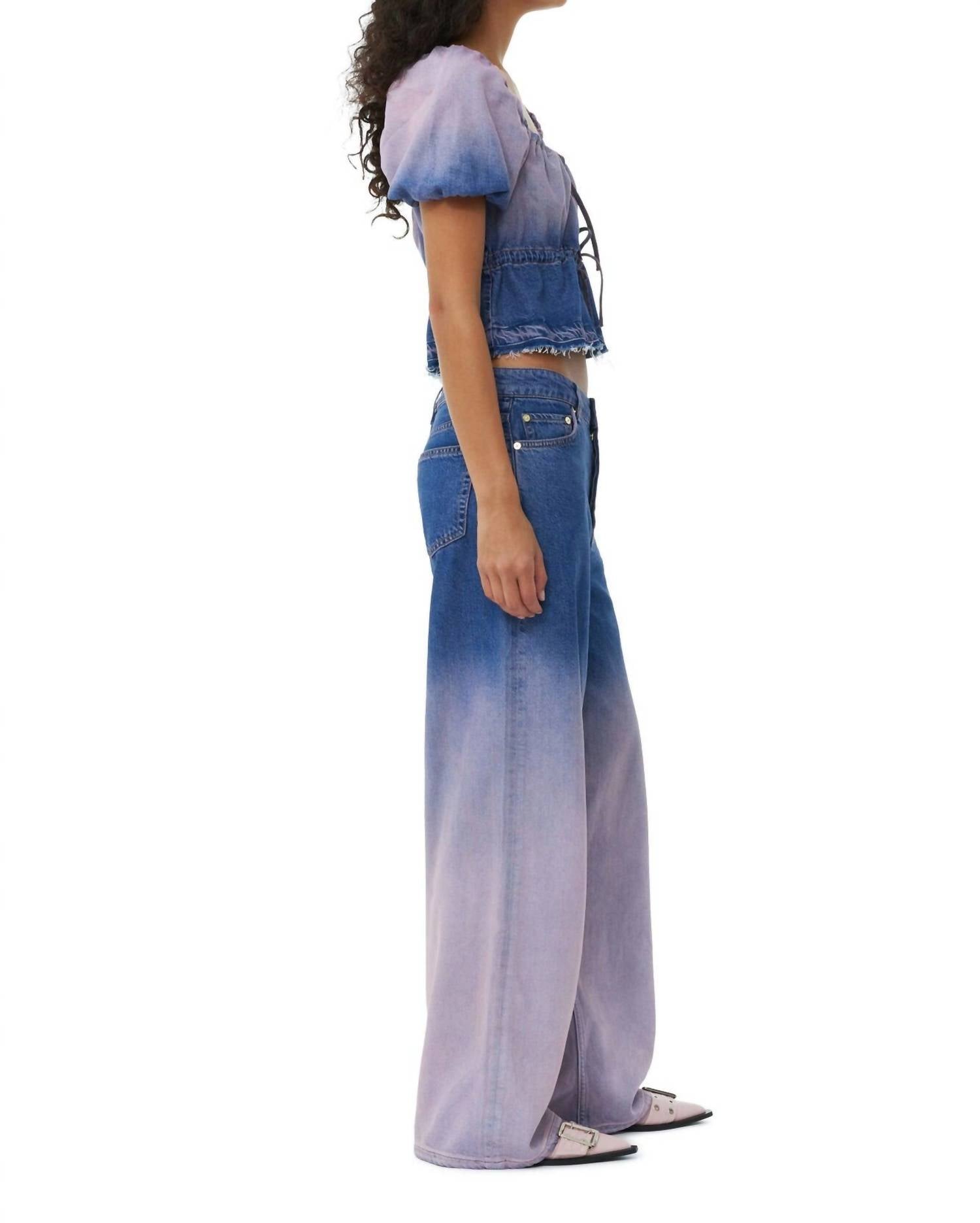Ganni - Future Denim Puff Sleeve Top