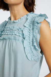 CABALLERO Micheline Solid-colored Top in sterling blu - women's blouse - alternate view