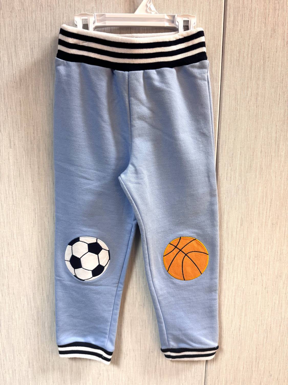Florence Eiseman Boy's French Terry Pants With Sport in sky blue navy - kids' joggers