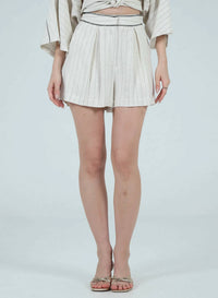 Aylaya - Claire High Waist Pinstripe Shorts