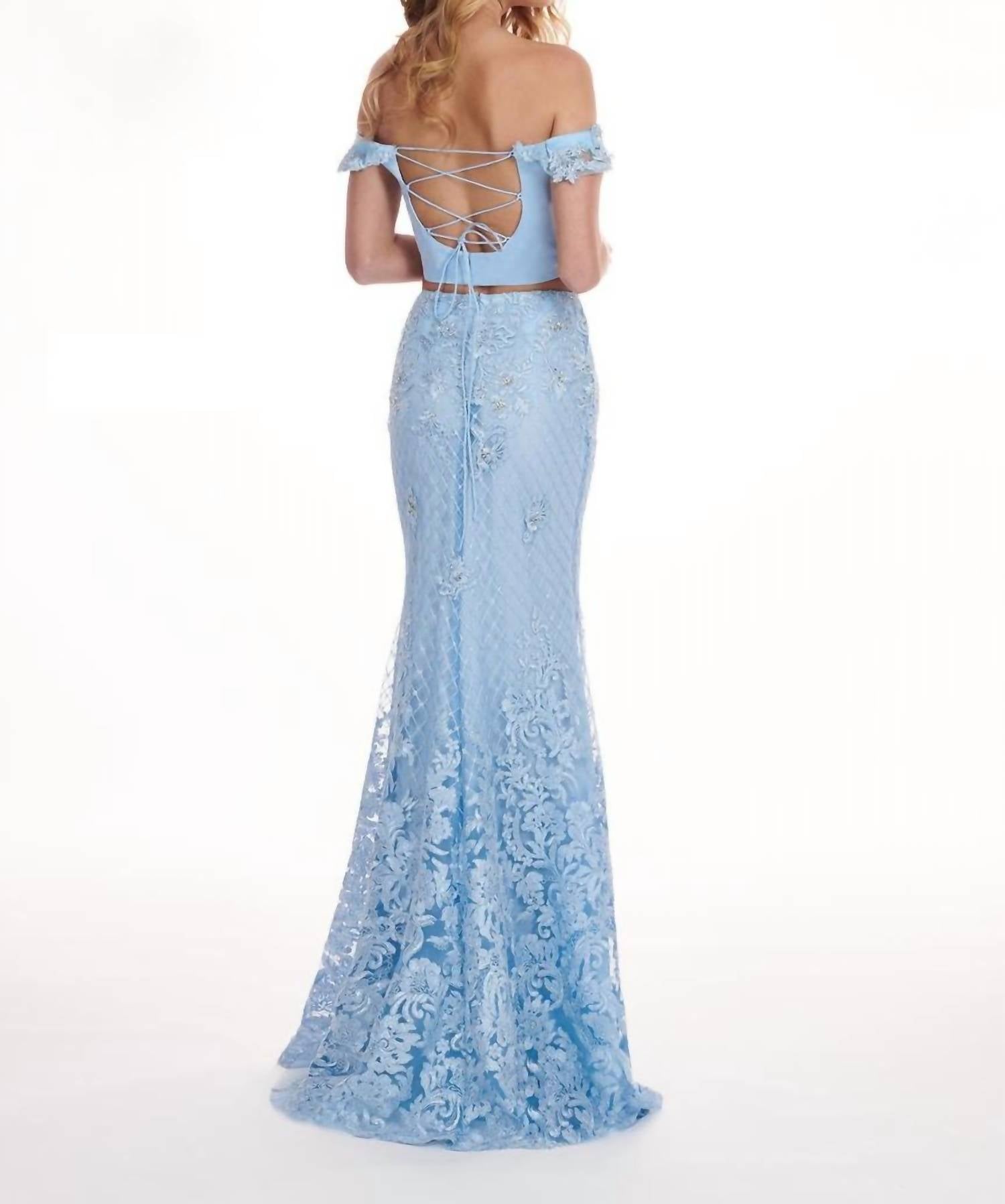 Rachel Allan - Embroidered Floral Two-piece Gown