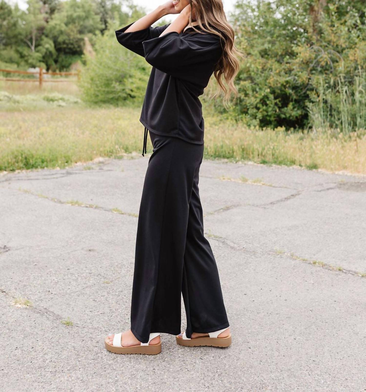 Blumin - Avonlea Drop Shoulder Top And Elastic Waist Pants Set