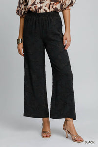 Umgee - Floral Burnout Wide Leg Pants