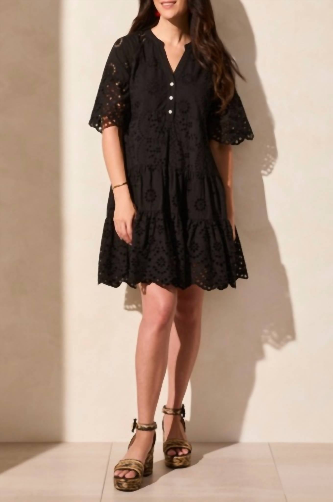 Tribal - Mixed Pattern Eyelet Dress