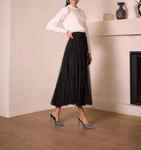 Joseph Ribkoff - Glittered Tulle Flared Skirt