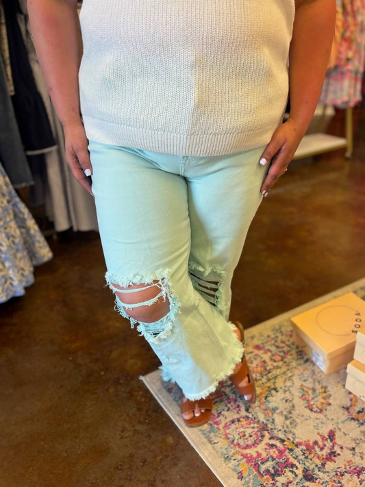 Risen - Distressed Straight Leg Jean - Plus