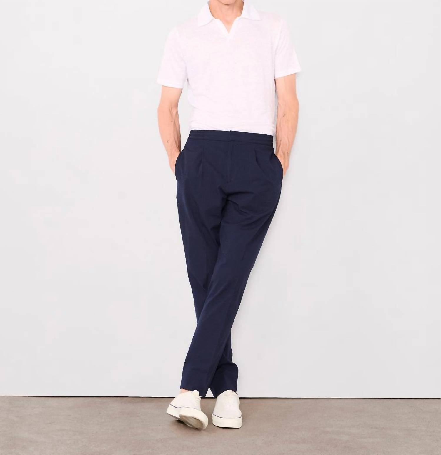 Officine Générale Drew Seersucker Pants in dark navy - men's pants