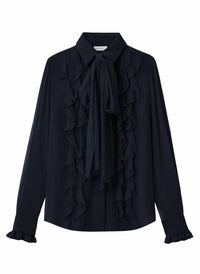 Lafayette 148 - Silk Georgette Ruffle Bow Blouse