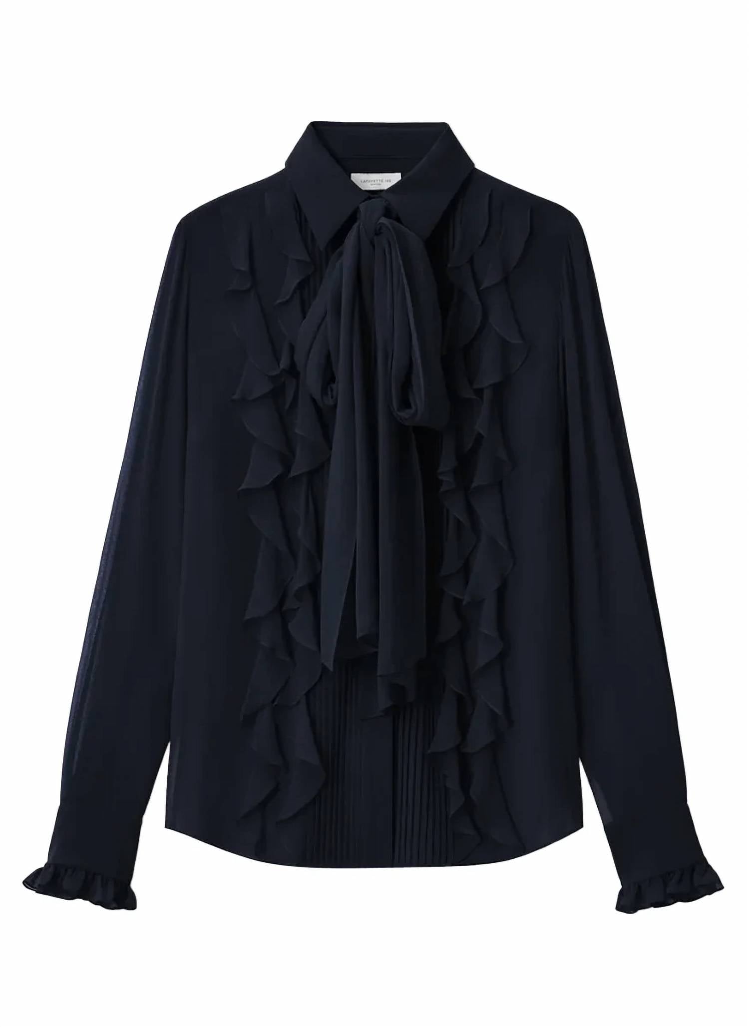 Lafayette 148 - Silk Georgette Ruffle Bow Blouse