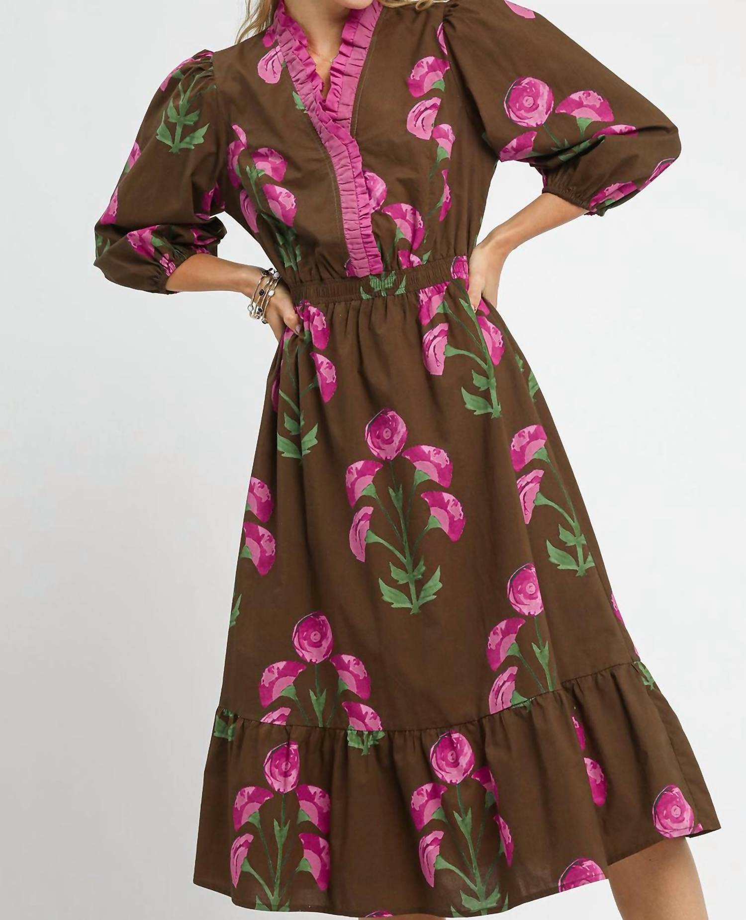 umgee Bloom Babe Dress in brown - women's dress