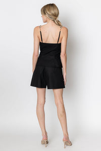 ZETAYE Celeste Linen Cotton Chain Top in black - women's blouse - detail view