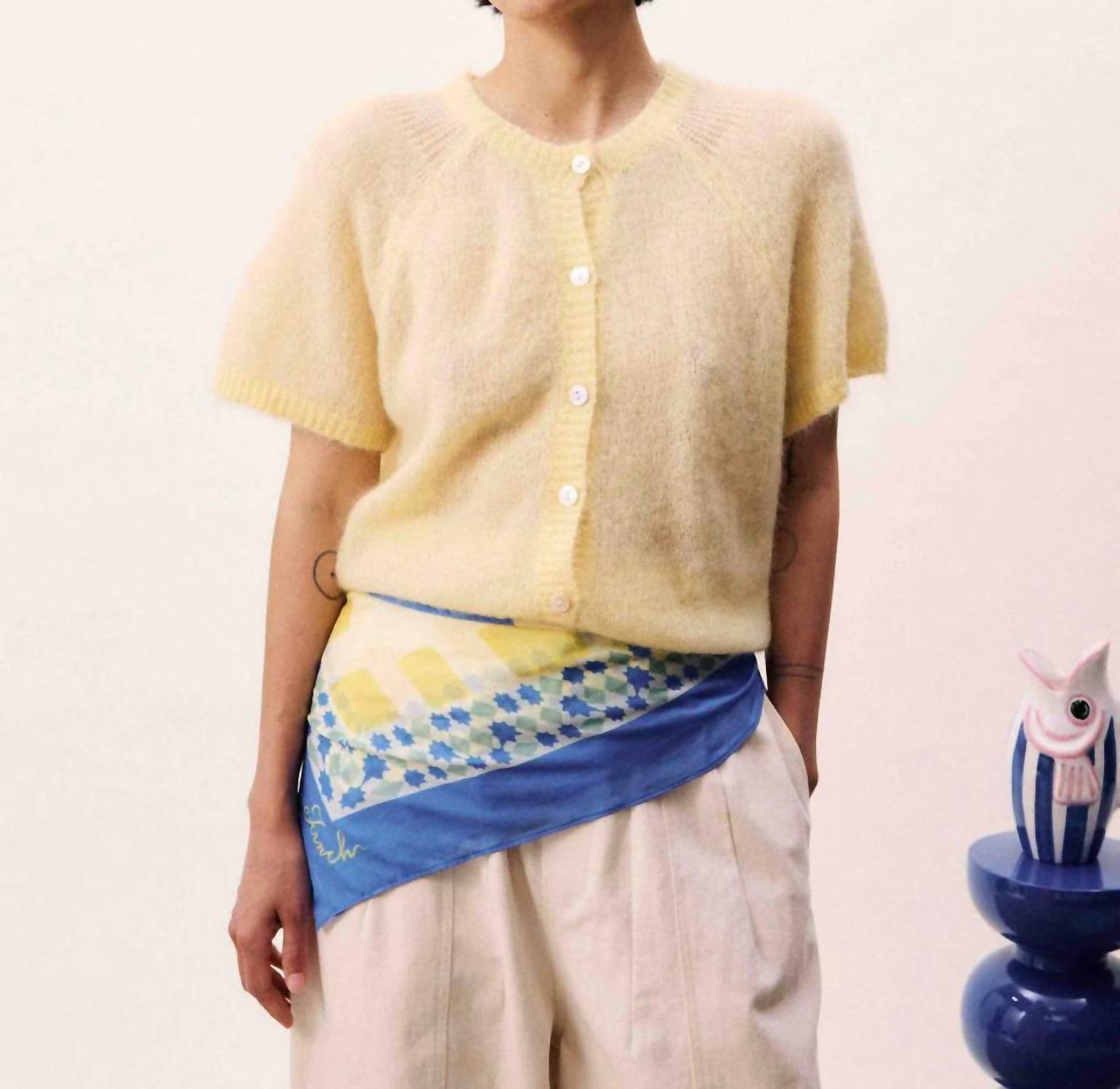 FRNCH Kawasan Butter Cardigan in yellow - women's cardigan