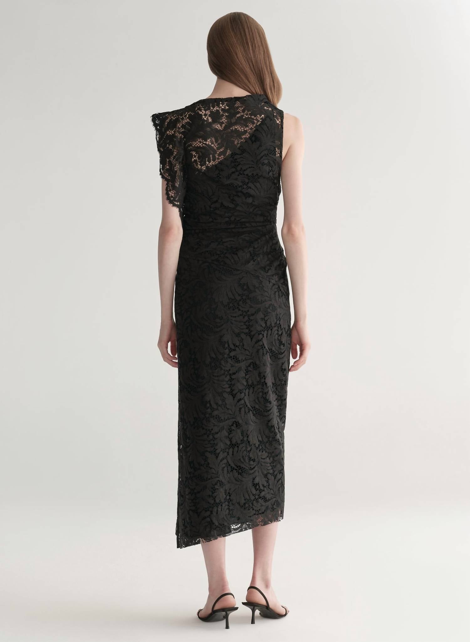 A.L.C. Astrid Lace Midi Dress in black - women's dress - alternate view