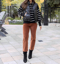 Grace and Lace Crew Neck Striped Sweater in black stripe - women's sweater - view 8