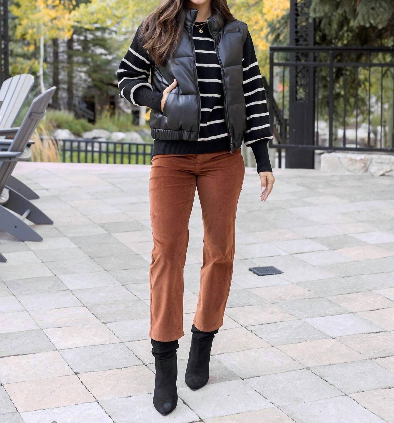 Grace and Lace Crew Neck Striped Sweater in black stripe - women's sweater - view 8