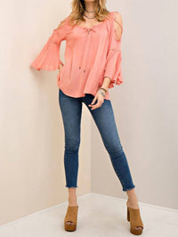 Entro - Open Shoulder Bell Sleeve Top