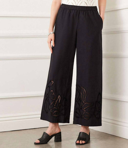 Karen Kane - Cutout Embroidery Wide Leg Pants