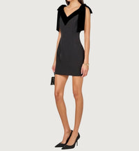 endless rose Mollie Velvet Detail Mini Dress in black - women's dress - detail view