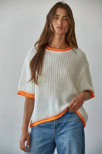 By Together - Knit Sweater Short Sleeve Pullover Top