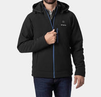 Ororo Men’s Classic Heated Jacket 2.0 in black blue - men's jacket - detail view