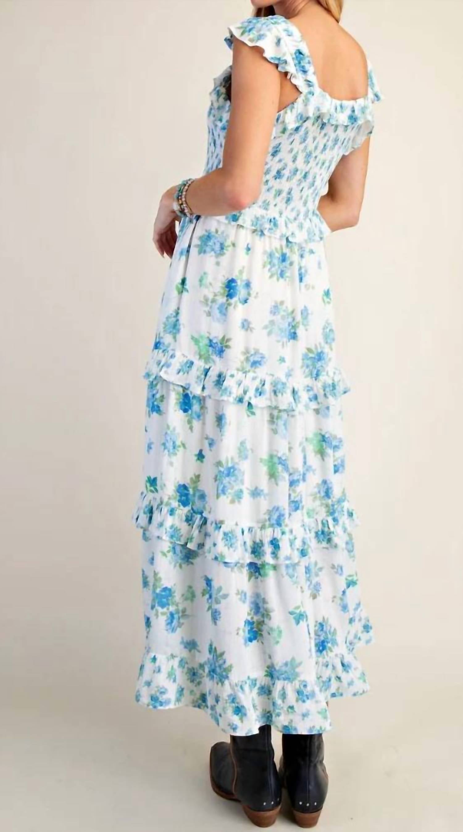 Easel - Women's Linnea Printed Gauze Tiered Maxi Dress