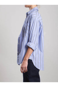 Pharaoh Jessie Japanese Stripe Shirt in periwinkle - women's shirt - detail view