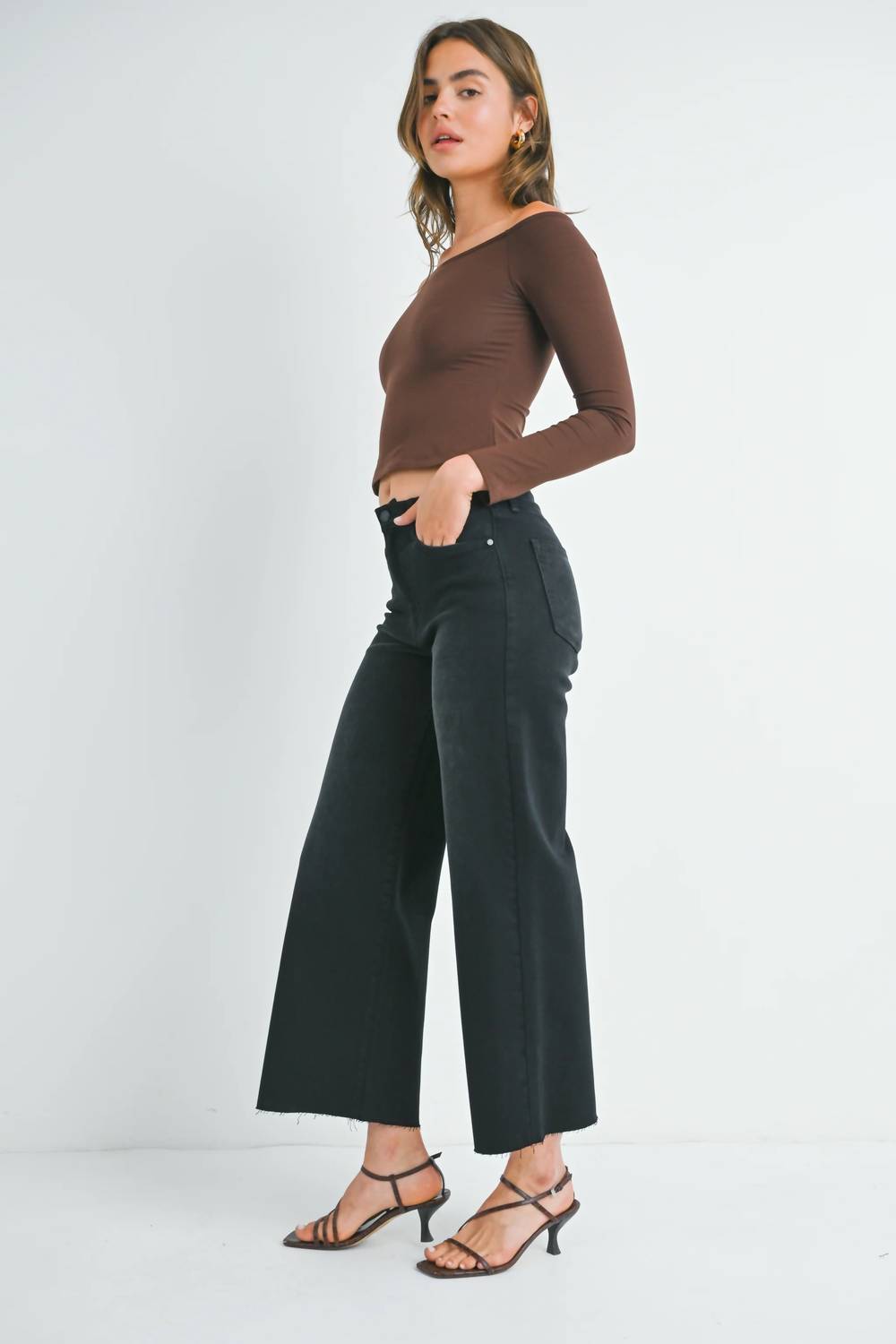 Just Black Denim - Scissor Cut Cuffed Wide Leg Jeans