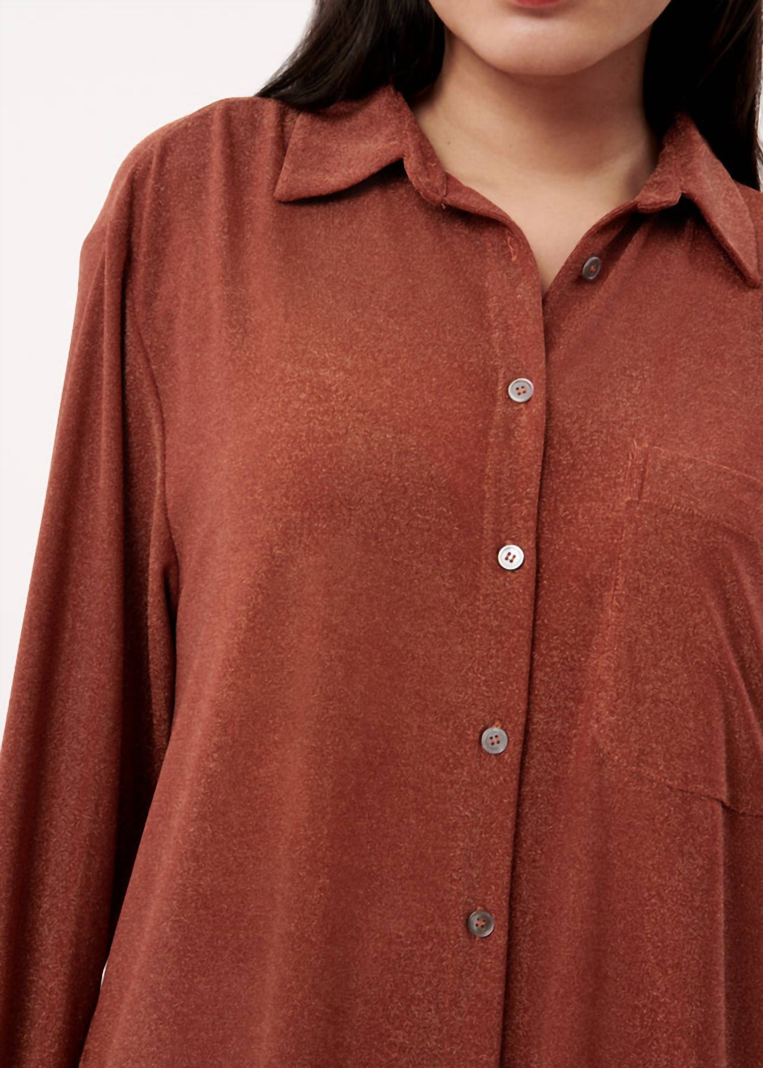 FRNCH Maelle Flowing Shirt in orange brule - women's long sleeve top - view 4