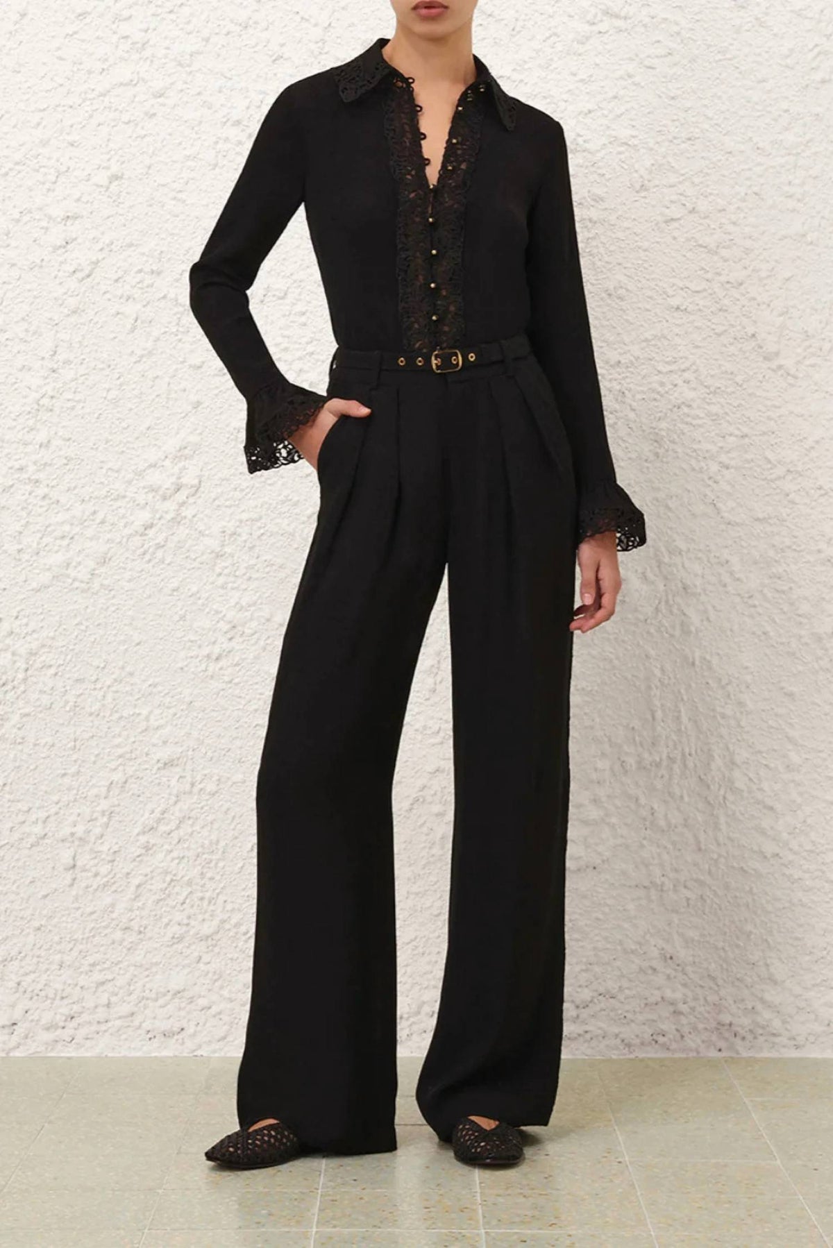 Zimmermann - Lace Trim Wide Leg Pant
