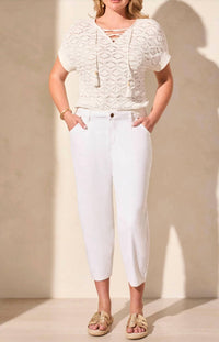 TRIBAL Audrey Girlfriend Barrel Crop Jeans in cocomilk 1 - women's jeans