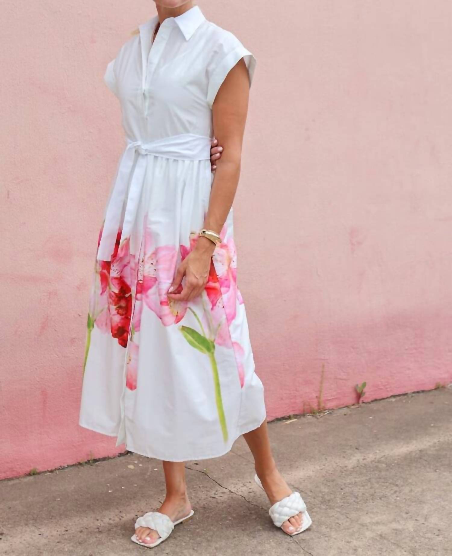 LAVENDER BROWN Ocean Dress in white pink - women's dress - detail view