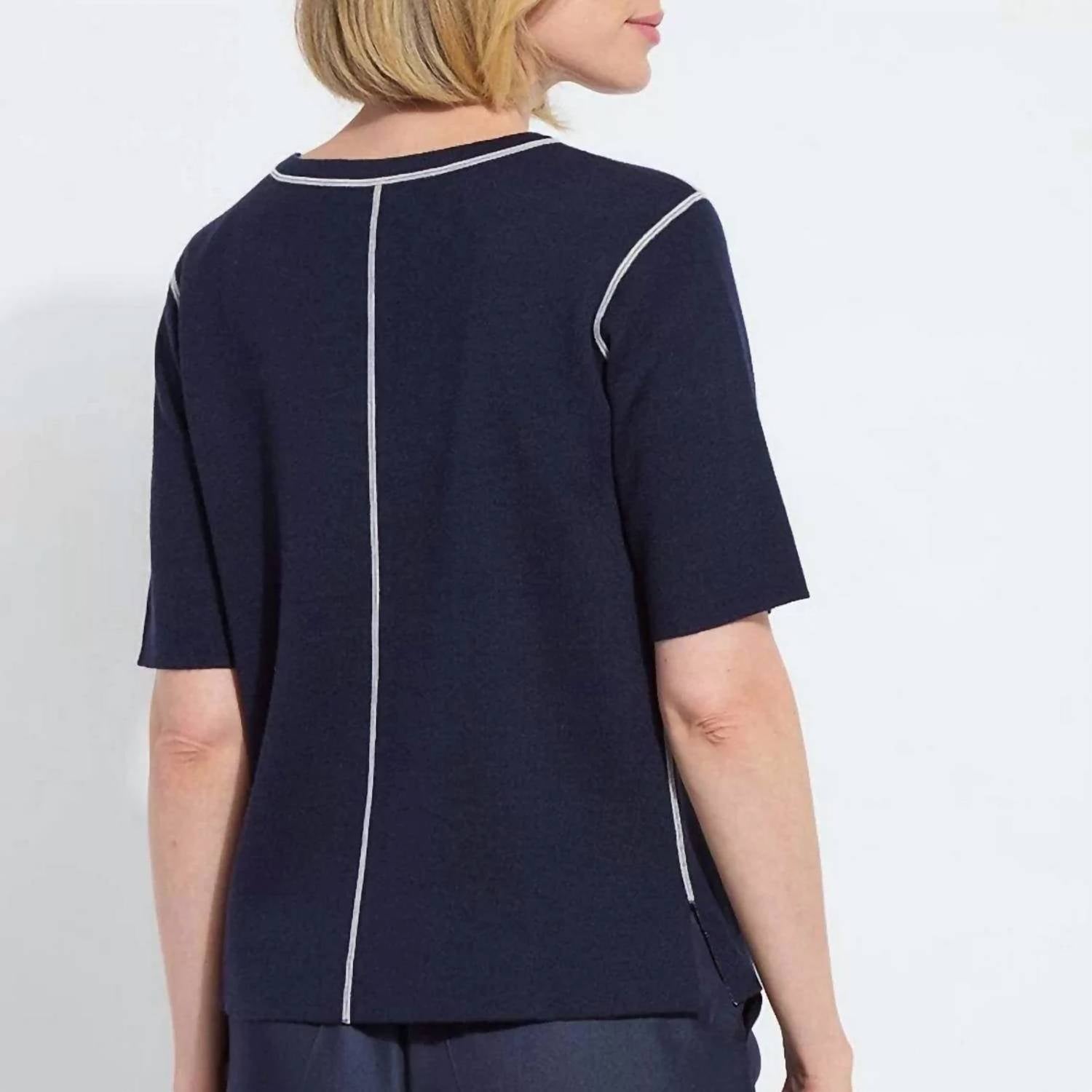 Lysse Odessa Reversible Tee in navy grey - women's t-shirt - detail view